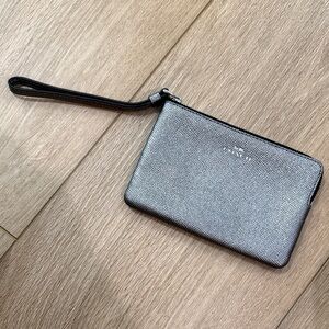 Coach Metallic Silver Wristlet
